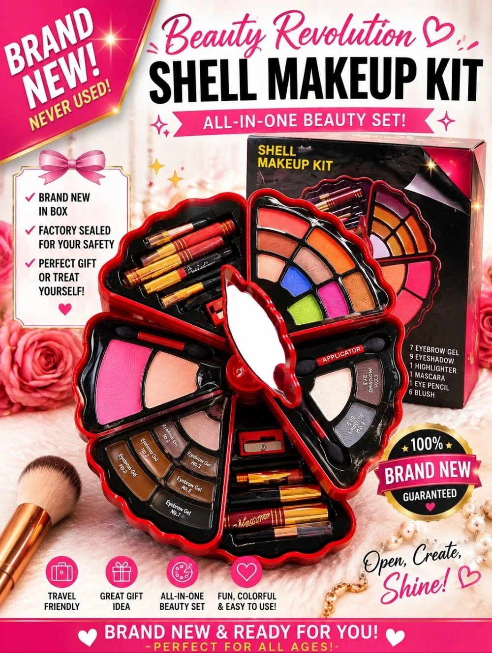 Beauty Revolution Shell Makeup Kit All-in-One Beauty Set